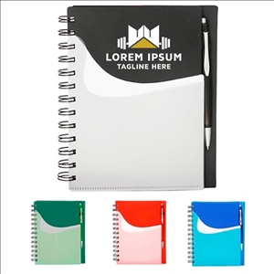 High End Two Tone Wave Notebook With Sliding Pocket